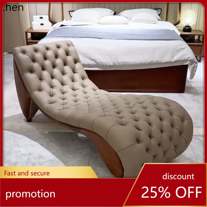 

ZML Black Walnut Leather Modern Minimalist Living Room Bedroom Solid Wood casual Reclining Chair