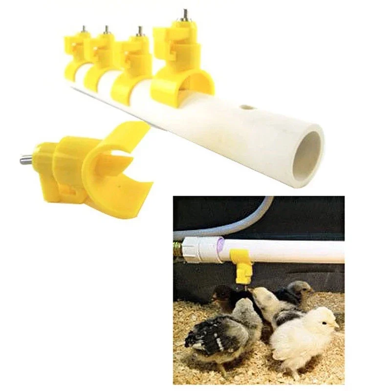 5 buah ayam kuning puting minum Snap dan kunci puting air minum unggas puyuh ayam peminum persediaan pengumpan air
