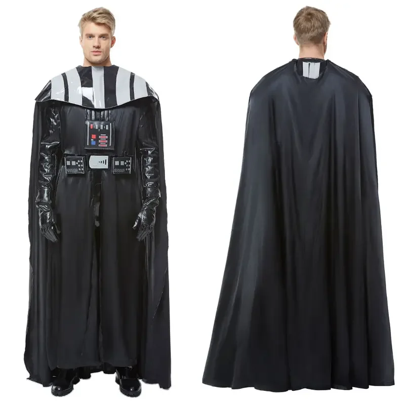 SN55Darth Cos Vader Cosplay Anime Costume Jumpsuit Vest Cloak Black Uniform Fantasia Men Boys Halloween Carnival Party Disgu$@1w