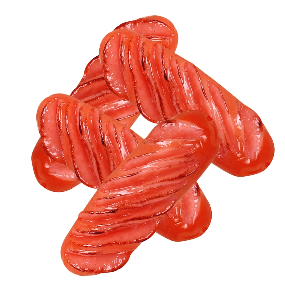 

4pcs Simulated Hot Dog Realistic Food Models Fake Sausage Decor Mini Steak Artificial Meat Display Props Photo Teaching Tools