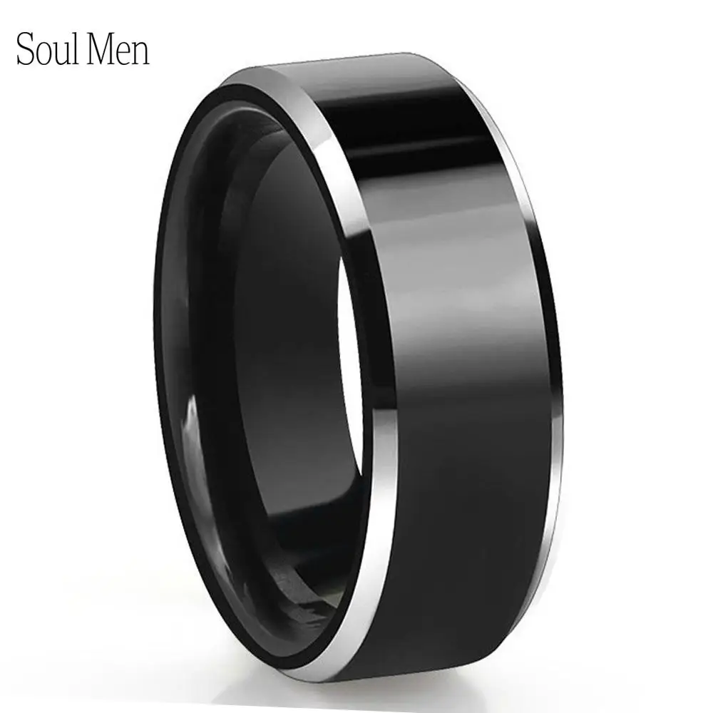 6mm 8mm Mens Engagement Ring Black Wedding Couple Band Tungsten Carbide Ring High Polished pierscionki For Lover Jewelry