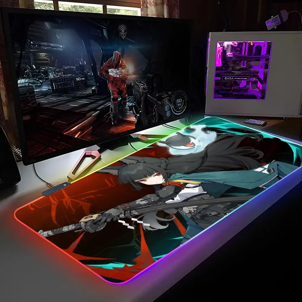 Alfombrilla de ratón ZZZ Gaming Hoshimi Miyabi, alfombrilla de ratón retroiluminada RGB, alfombrilla de ratón para ordenador portátil, Gamer, escritorio de ordenador, accesorios para juegos
