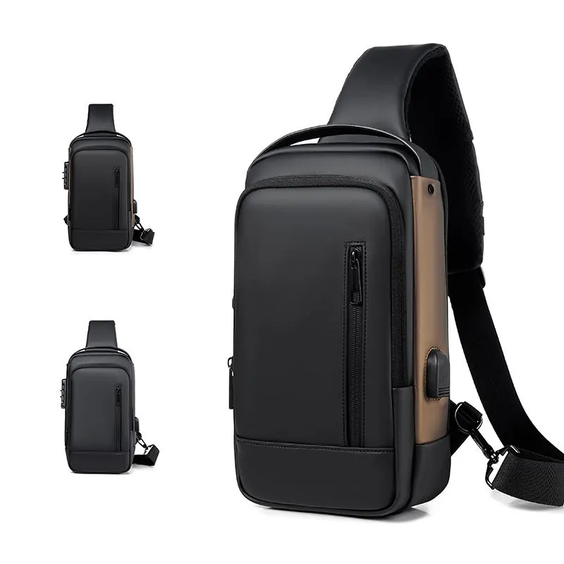 Shoulder Messenger USB Chest Bag Anti Theft Large Capacity Men Oxford Sling Crossbody Sports Travel Gym Waterproof Multifunction