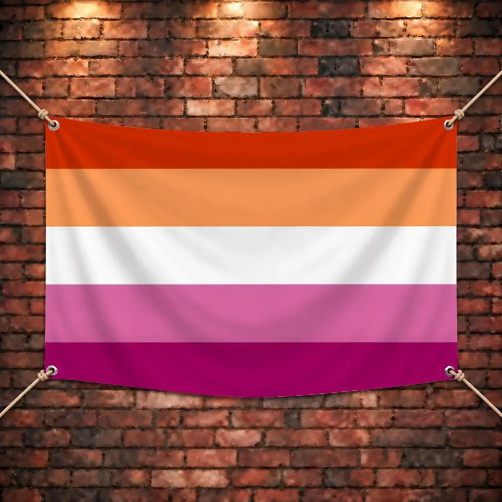Warm Radiant Design L-Lesbian Pride Flags Four Rings Bright Hanging Yard Decor Indoor Outdoor Assembly