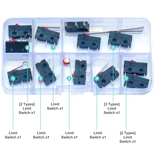 Micro Limit Switch Assorted Kit, Micro Limit Switch 2Pin 3Pin 1NO 1NC AC 5A 125V 250V Momentary Push Button (Micro-Limit-Switch)