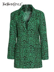 TWOTWINSTYLE-Chaqueta con estampado de bloques de colores para mujer, Blazer de manga larga con cuello con muescas, de retales, de una sola botonadura