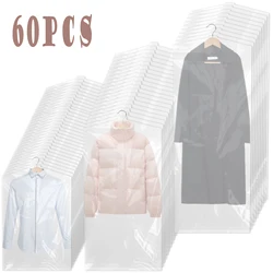 10-60PCS Clothes Dust Cover Length 90-150cm Clear Plastic Garment Bags Disposable Dustproof Wardrobe Storage Bags for Home Shop