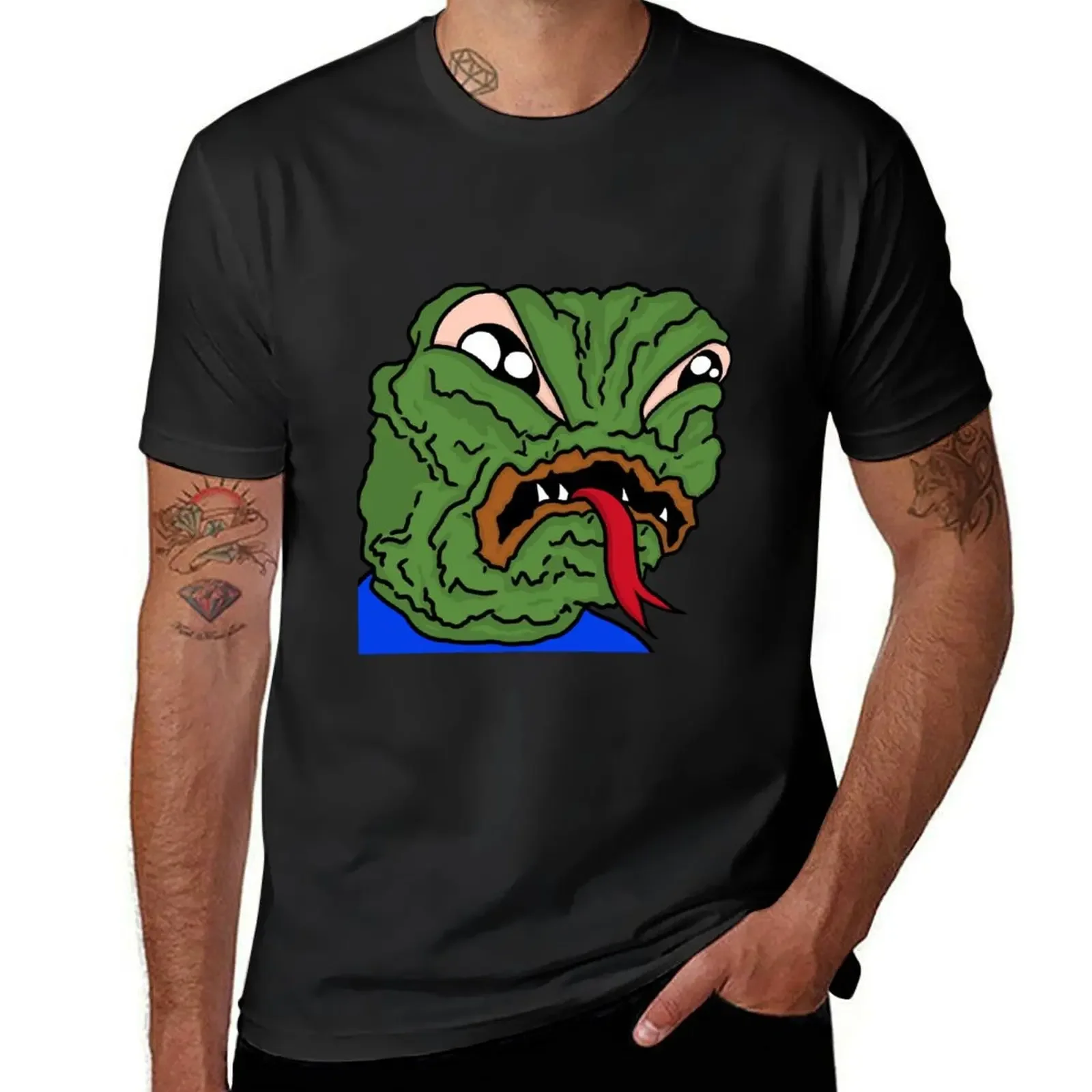 FeelsKckMan disgusted hissing pepe T-Shirt vintage clothes blue archive oversized t shirt mens clothes