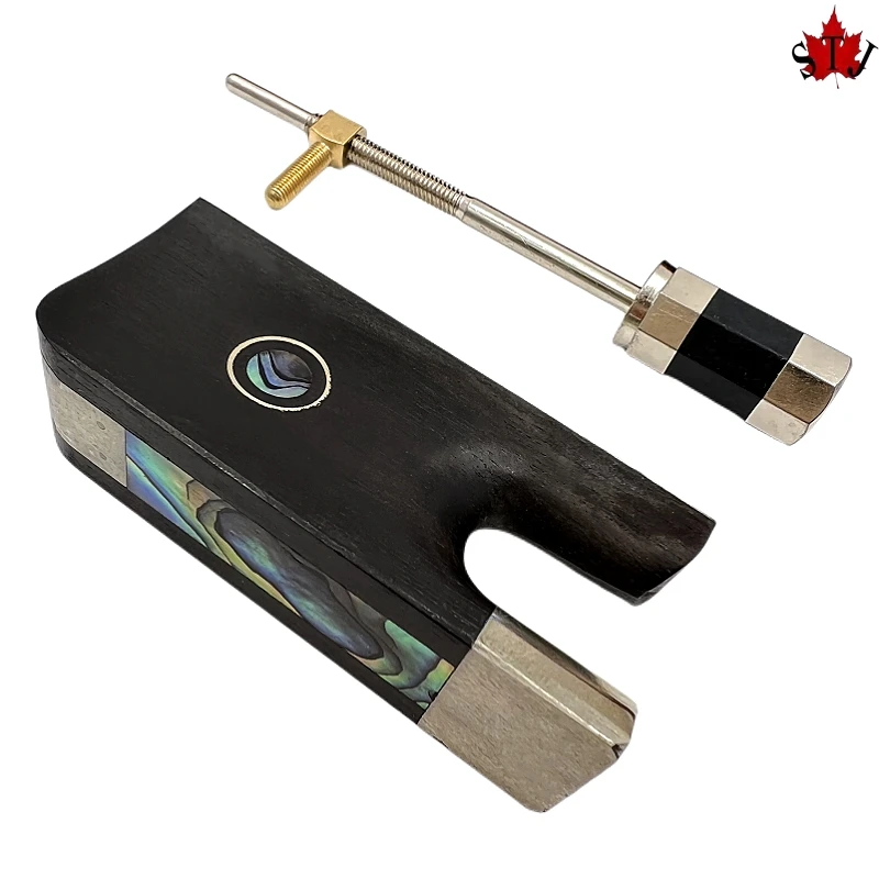 

1pcs French Style 3/4 Upright Double Bass Bow Indonesia A Grade Ebony Frog + copper mounted Screw Button Colored Abalone shell