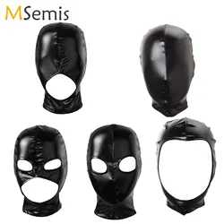 Unisex Latex Face Mask Bronzing Cloth Open Mouth and Eye Glued Head Cover Couples Women Men Face Mask Hood for Role Play Costume