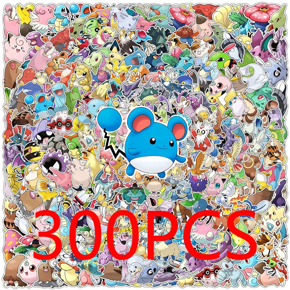 Image of 10/50/100/200/300 Stück Niedliche Pokemon-Aufkleber Kawaii Anime Pikachu Sticker DIY Laptop Auto Wasserdichte Cartoon-Aufkleber Spielzeug Geschenke