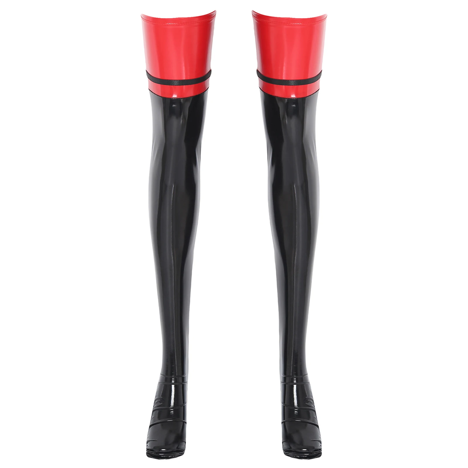 

Сексуальные женские масляные блестящие лакированные кожаные чулки до бедра с мокрым эффектом, латексные чулки выше колена, аниме Лолита Y2k, Клубная одежда для танцев на пилоне