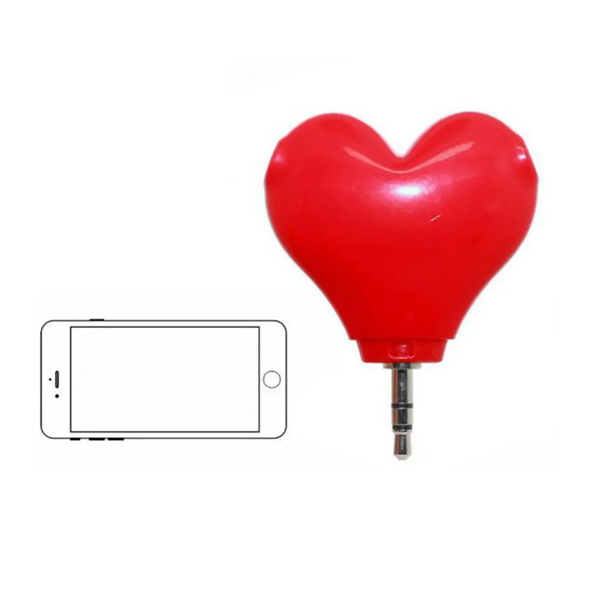 Heart Shape 3.5mm Headphone Splitter Adapter 1-to-2 Stereo Audio Connector for Mp3 Players Computers Portable Gaming Systems