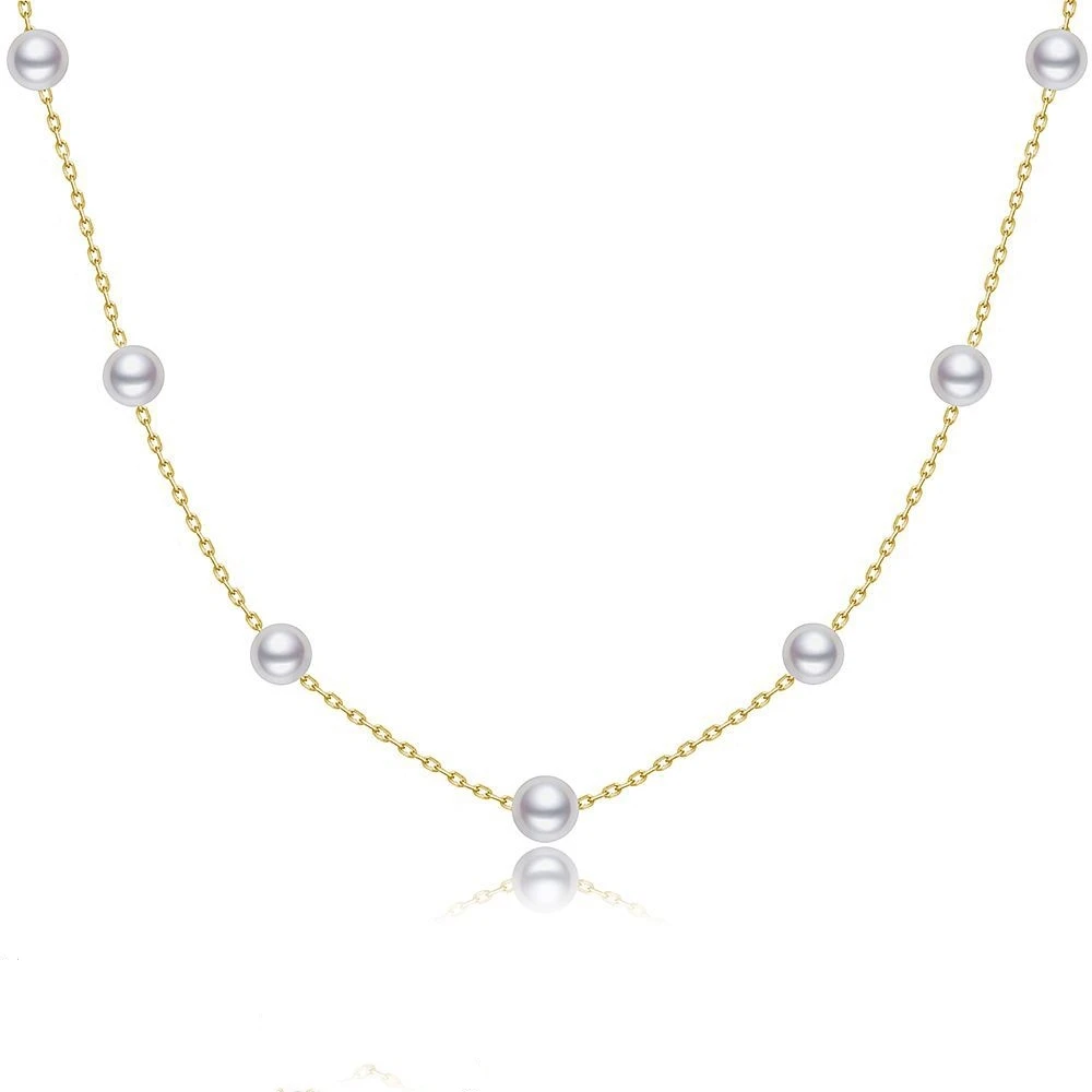 

Vintage Freshwater Pearl Chains 14K Solid Gold Fashion Jewelry Necklaces Wholesale For Woman Customized Length Available