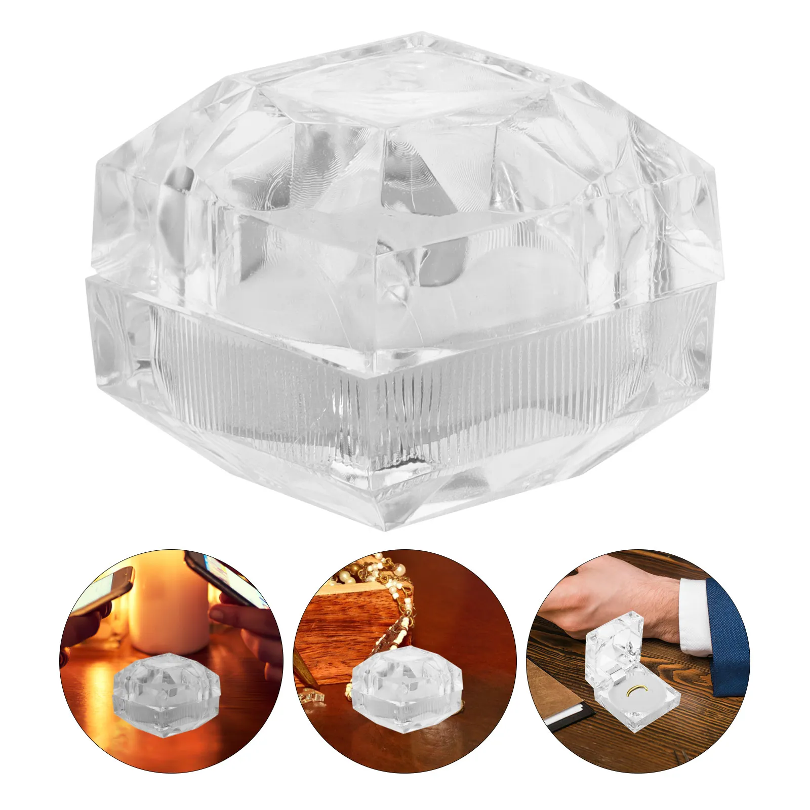 

10Pcs Jewelry Box Organizer Acrylic Ring Storage Case Transparent for Engagement Wedding Ceremony Ring Holder Small Jewelry