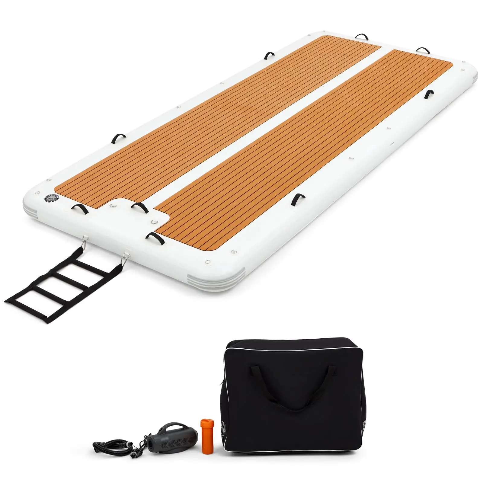 

Wood Grain Inflatable Floating Dock Non-slip Stable Floating Rest Platform With Ladder For Pool Lake Beach Ocean