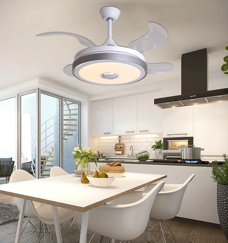 Invisible ceiling fan light home living room bedroom dining room frequency conversion bluetooth with electric fan
