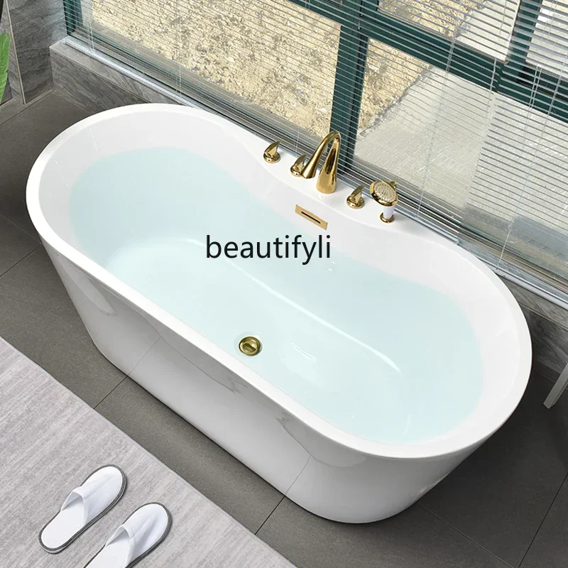 

European hotel golden bathtub independent acrylic household small apartment bathtub