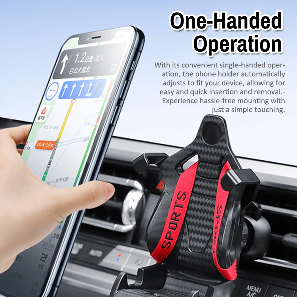 Car Phone Holder Air Vent Phone Mount 360 Degree Rotatable Clamping Navigation Phone Stand Fits Up To 85mm Phone