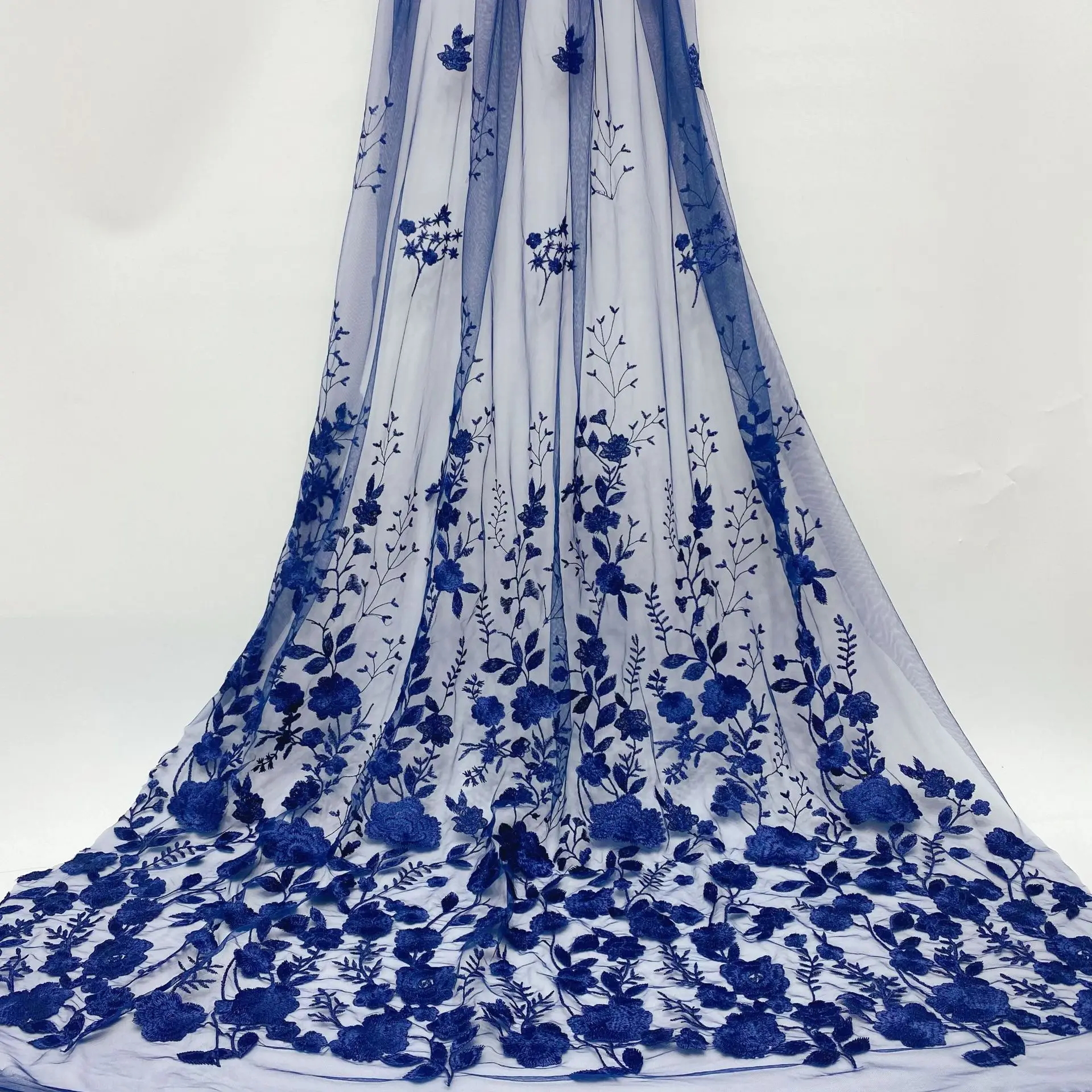 Mesh Water Soluble Embroidery Full Width Multicolor Peony Fashion Clothing Accessories Lace Fabirc W257