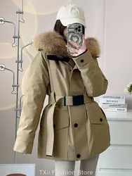 90% White Duck Down Jackets And Coat With Hooded For WInter Down Jacket Hooded Double Breasted Casual Long Trench Parkas