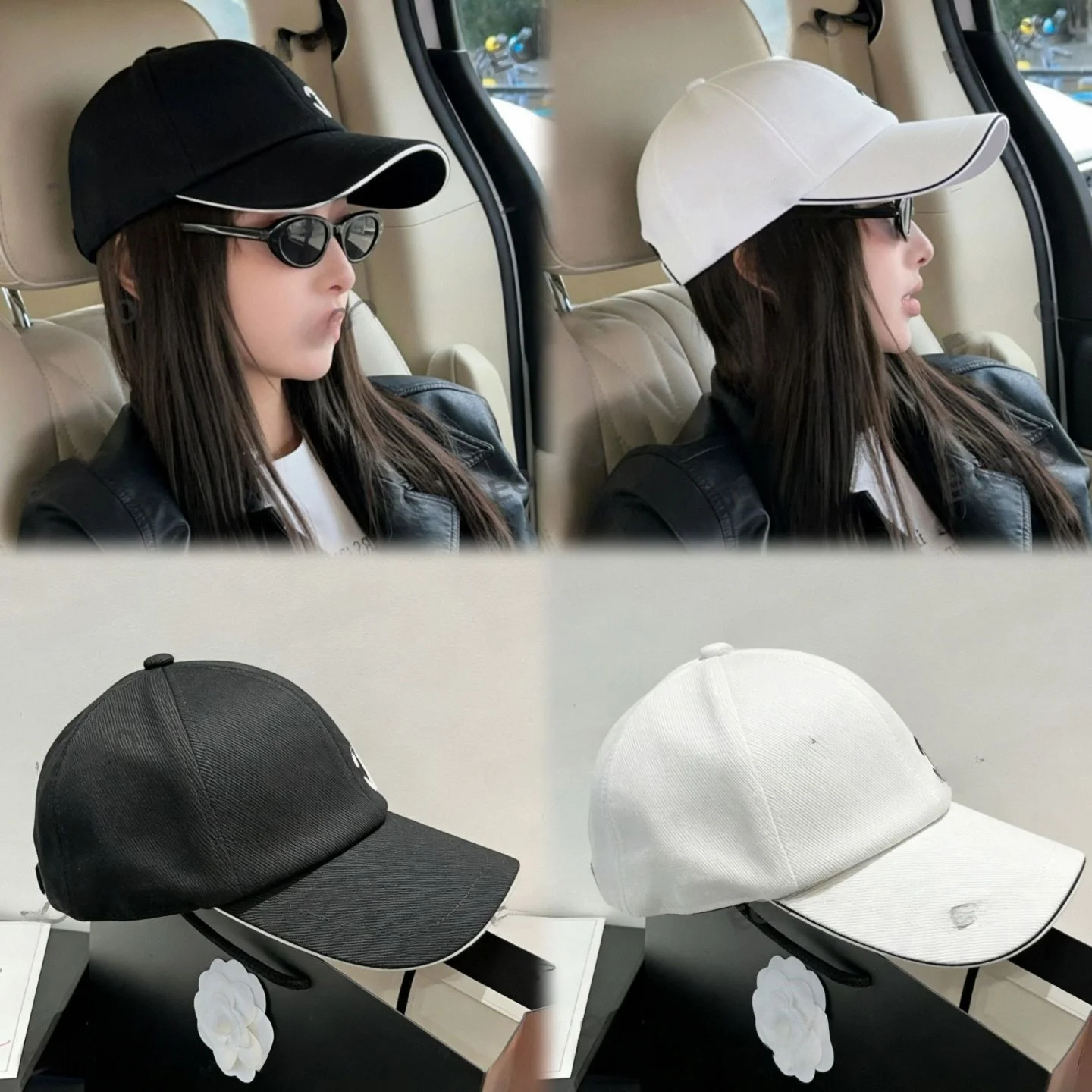 ecoco-classic-black-embroidered-baseball-cap-women's-double-c-white-high-end-sensation-face-slimming-cotton-cap-spring-2026
