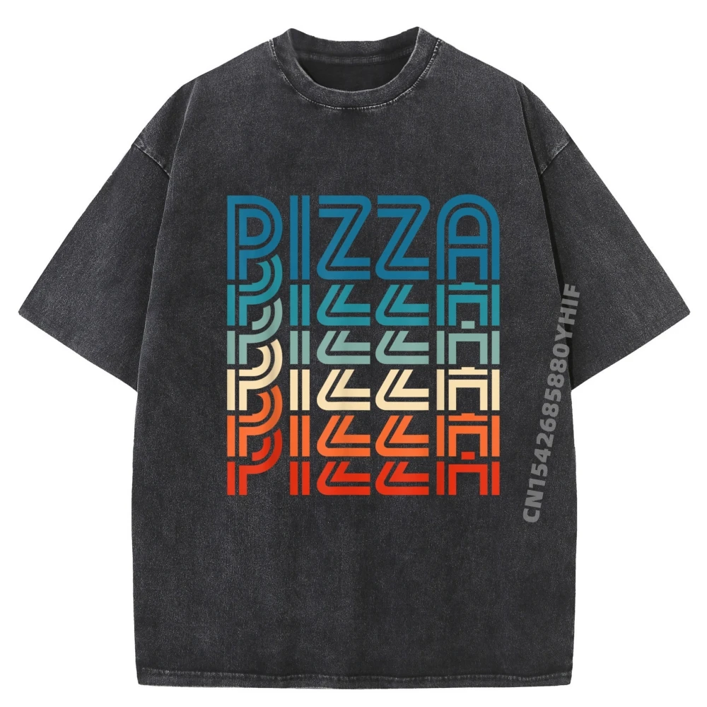 

Mens Printed Tops Funny Pizza Retro Vintage Carb Pizza Lover Foodie Graphic T Shirts Men Cotton Washed Shirts For Men