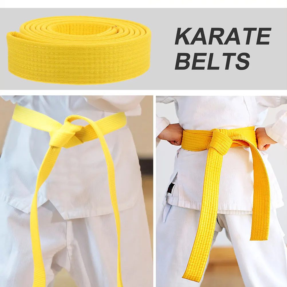 2Pcs Cotton Martial Art Belt Taekwondo White Yellow Karate Belt for Adults Comfortable Secure Fit Training