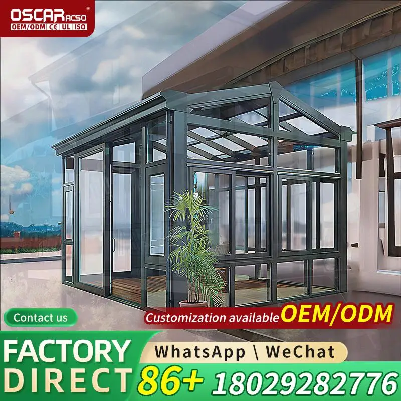 Standalone Four Season Glass Sunroom Outdoor Shading Patio Enclosure Conservatory Kit Villa Backyard Deck Garden Building Europe