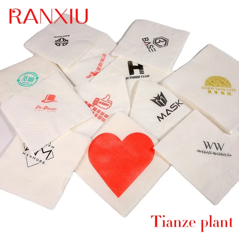 Custom Disposable cocktail napkins custom with logo white dinner napkin paper tissue erviette de table en papier custom napkins