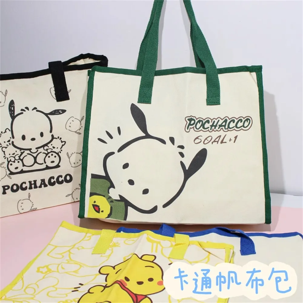 

Sanrio Pochacco Canvas Handbag Cute Women's Fashion Crossbody Bag Kawaii Large Capacity Shoulder Bag Student Storage Bag Gifts