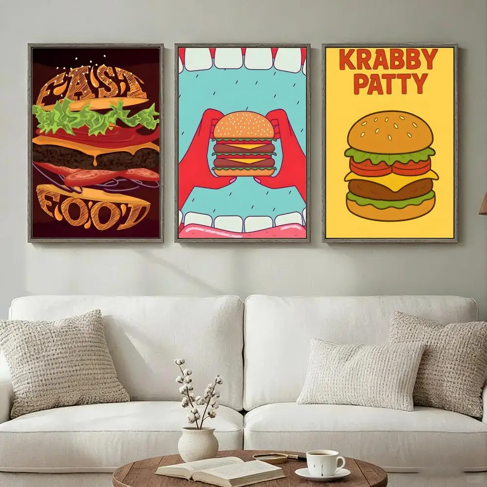 Food - H-Hamburgers pizzas Poster Wall Art Print Poster for Living Room Bedroom Home Decor