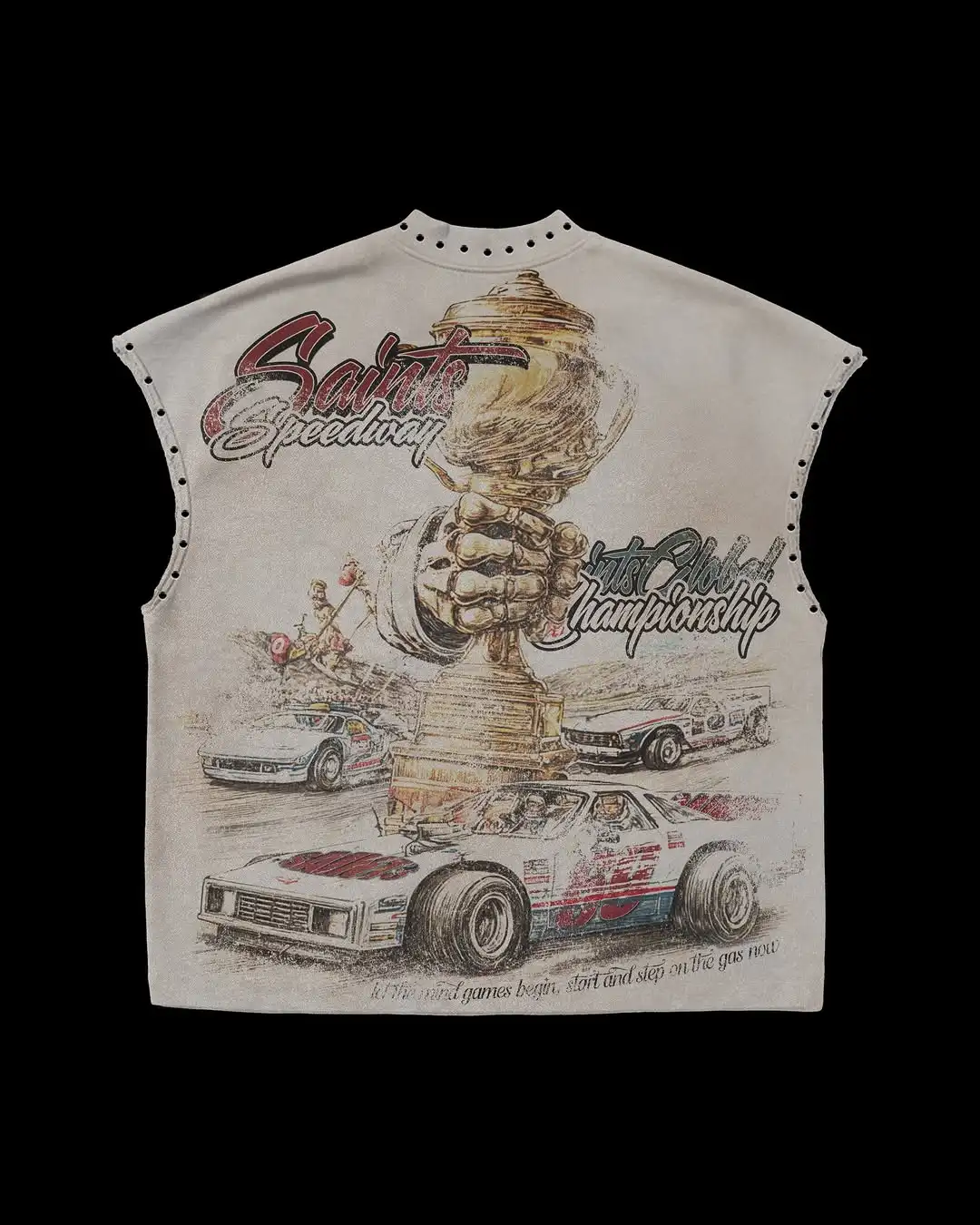 الشاطئ شعبية سلسلة فضفاضة القطن أكمام تي شيرت 2025 عادية Harajuku حجر الراين عنصر لصق سترة دون أكمام Y2k القمم #2