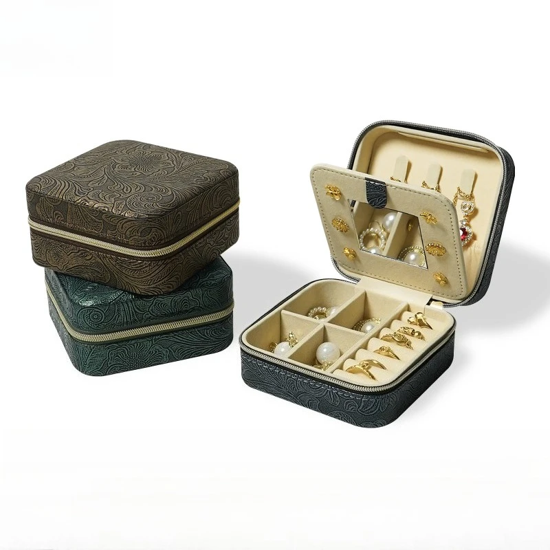 

Retro Phoenix Tail Pattern Jewelry Box Wedding Ring Necklace Earrings Storage Metallic High-end Household Organizer Gift Box