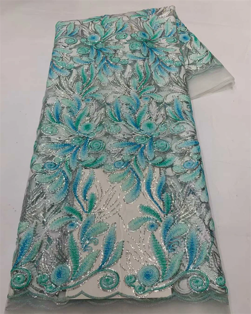 고품질 아프리카 프랑스 메쉬 레이스 원단, 나이지리아 웨딩 드레스용 스팽글 장식