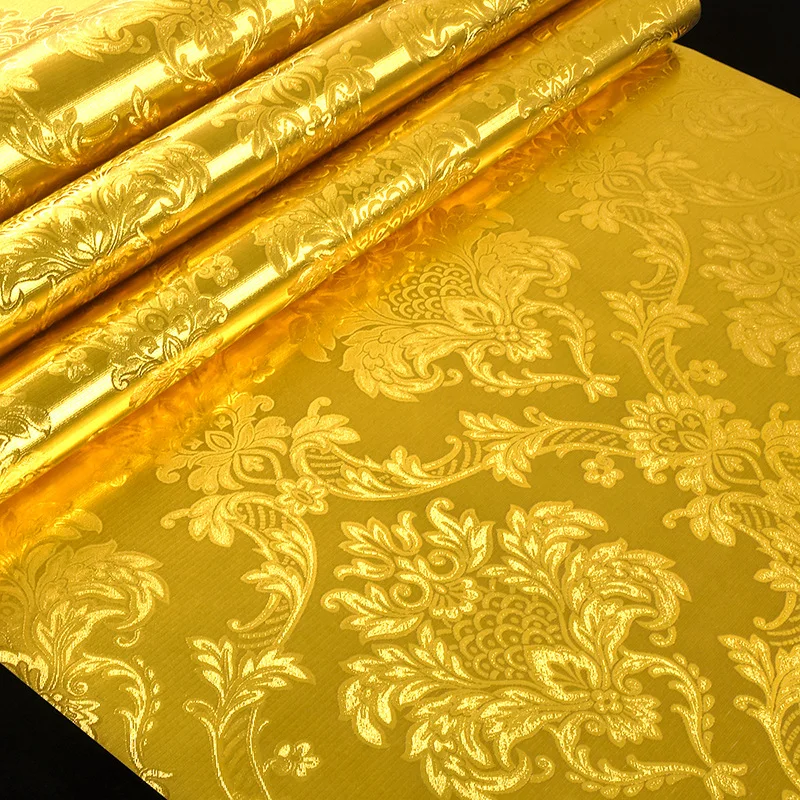 

Luxury Gold Foil Wallpaper Ktv 3D Damascus Floral Wallpaper Roll Living Room Wall Paper Waterproof Papel De Parede Roll