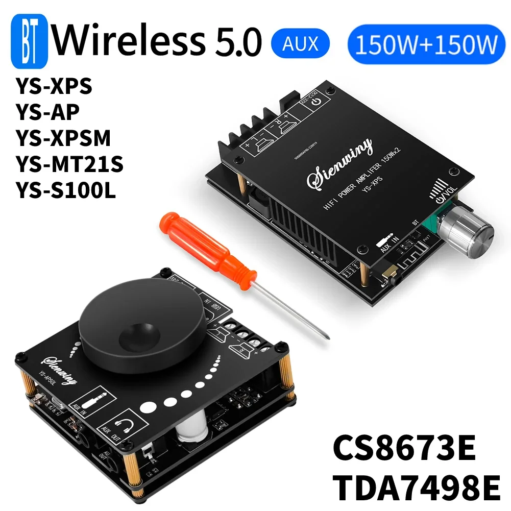 บอร์ดโมดูลเครื่องขยายเสียงสเตอริโอ YS-XPSM 150W*2 TDA7498E ปรับเสียงแหลมเบสได้ รองรับบลูทูธ 5.0 พร้อมฮีทซิงค์แบบคู่ ควบคุมผ่านแอพ