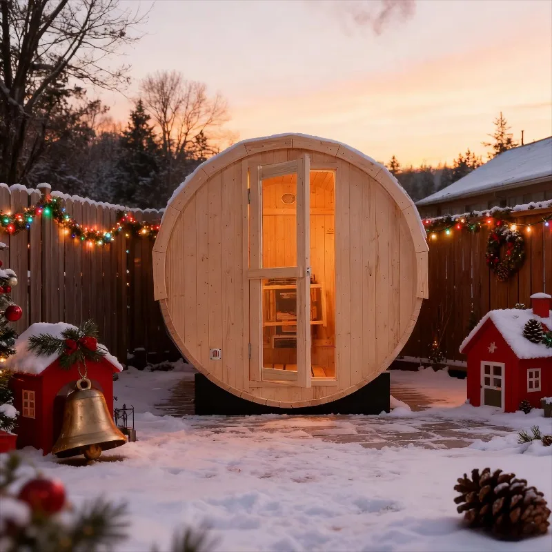 2-4 Person Outdoor Barrel Sauna - Premium White Pine Construction | Backyard Steam Relaxation Haven Customized
