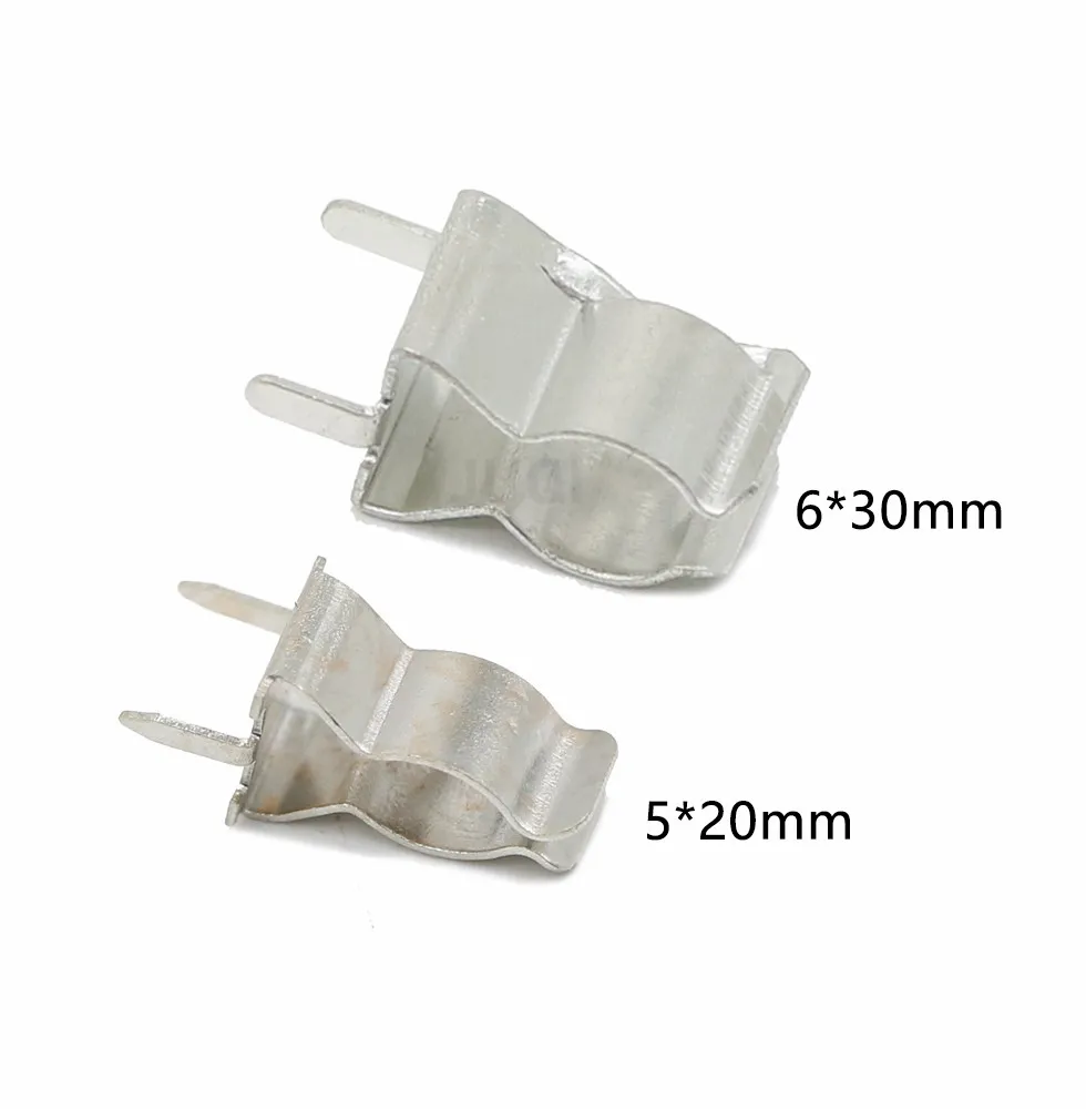 50/100pcs 6*30mm Plug-in Fuse Clip 5X20MM Insurance Header Copper Clamp Fuse Tube Support Fuse Holder For 5x20 6x30mm