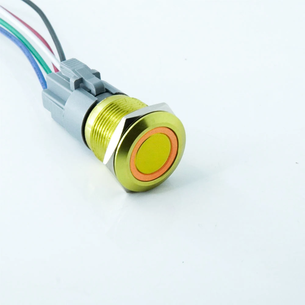 12mm 16mm 19mm 22mm Oxidation metal push button switch on off power LED light Waterproof Flat circular 6v 12v 24v 110v 220v ip67