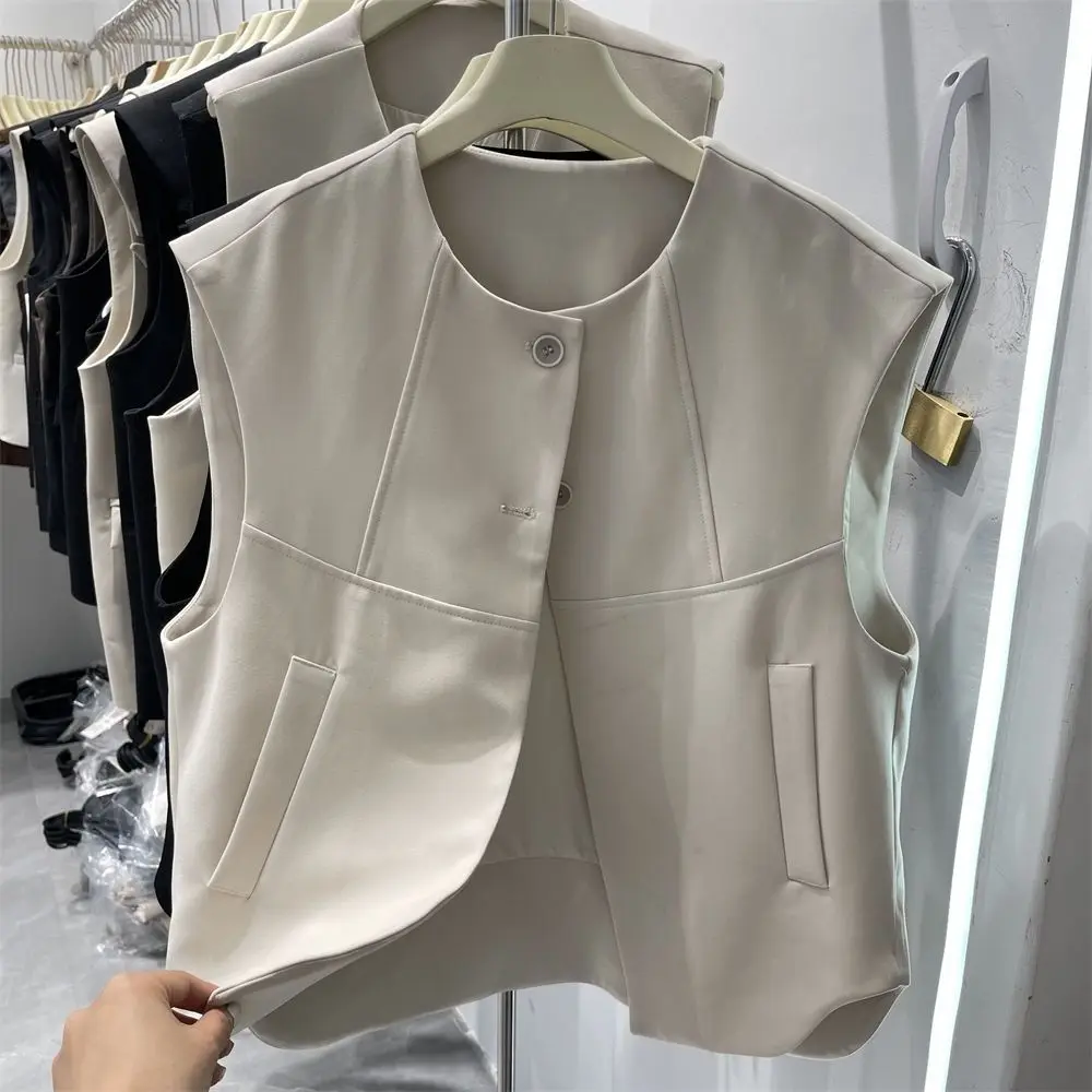 Chaleco de traje sin mangas para mujer, Chaqueta corta de capa exterior, camisola de moda, nuevo diseño, Otoño, 2024