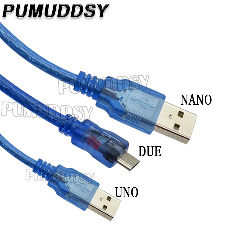 30CM USB Cable For Uno R3/Nano/MEGA 2560/Leonardo/Pro Micro/DUE Blue High Quality A Type USB/Mini USB/Micro USB 0.3m For Arduino