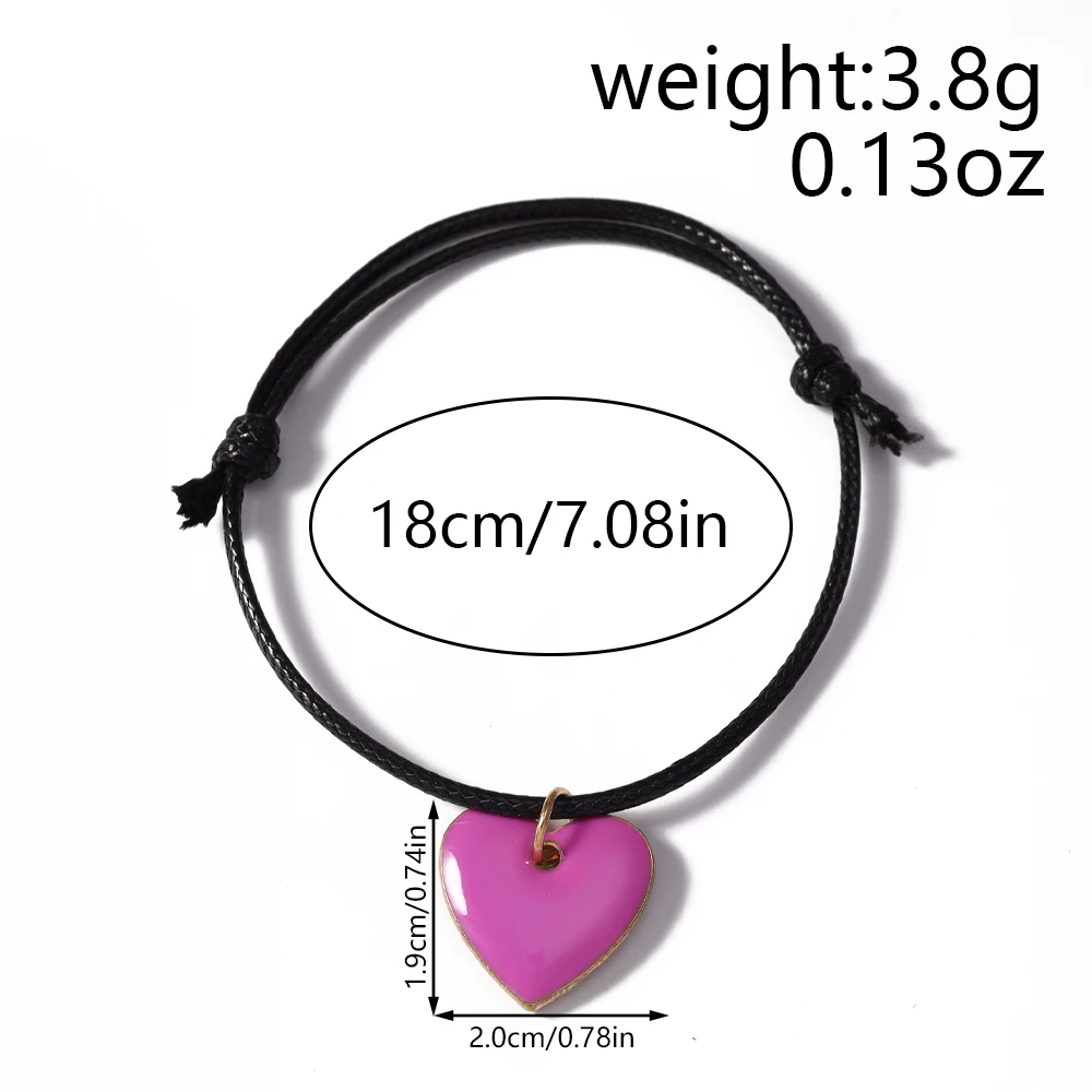 Aihua Niedliches Handgefertigtes Liebesherz-Armband Schwarzes Seil Verstellbares Handarmband für Mädchen Frauen Buntes Herz-Schmuck Geschenke – Detail 2