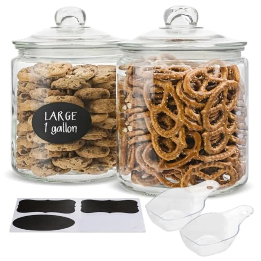 Glass Kitchen Jars Food and Cookie Storage Containers for Pantry Bathroom Apothecary Canisters Airtight Lids Dishwasher Safe wi
