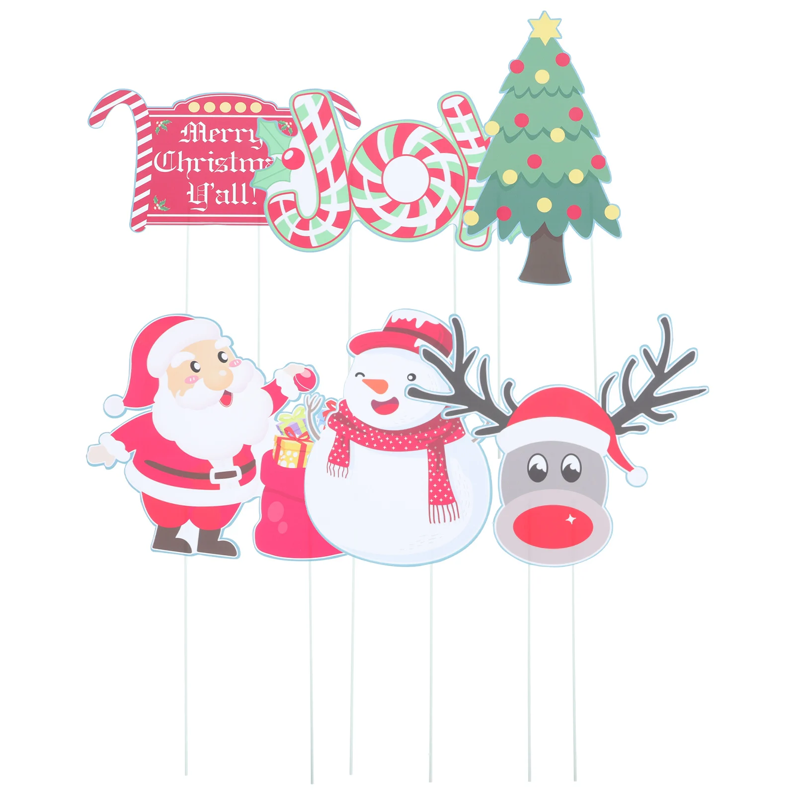 

6 Pcs Xmas Outdoor Decorations Christmas Card Inserted Yard Layout Adornment Signs Ground Colorful Themed Lawn Stakes