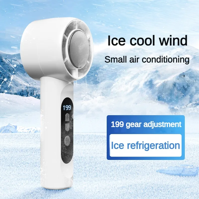 Handheld Portable USB Rechargeable Fan 199-Speed Desktop Cooling Fan with LED Display for Home Office Travel