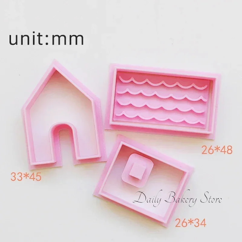3D Cartoon Christmas Gingerbread House Cookie Mold Handmade Cabin DIY Assembly Baking Biscuit Cutter Fondant Cake Decor Tools