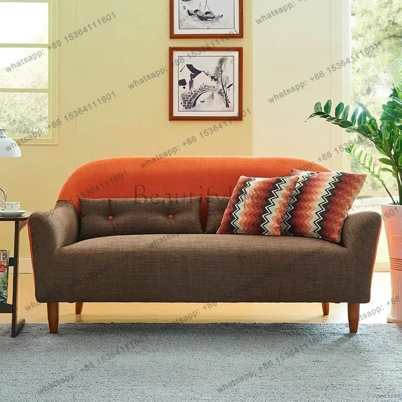 Simple Japanese two-color casual guest negotiation single double three fabric sofa combination sofa