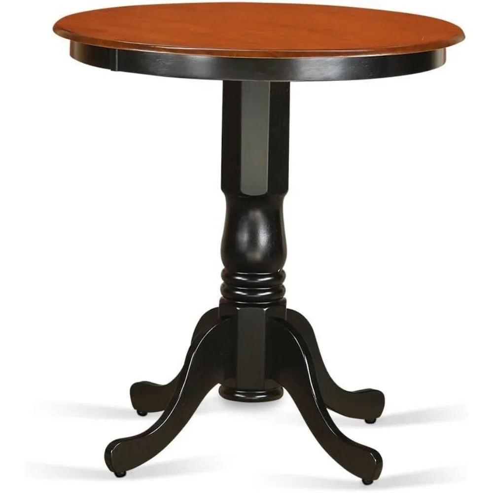 EDT-BLK-TP Eden Counter Height Table - a Round Dining Table Top with Pedestal Base, 30x30 Inch, Black & Cher