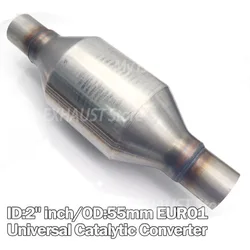 EURO I 2''Inlet/Outlet High Performance Universal Catalytic Converter with 400 cpsi Ceramic